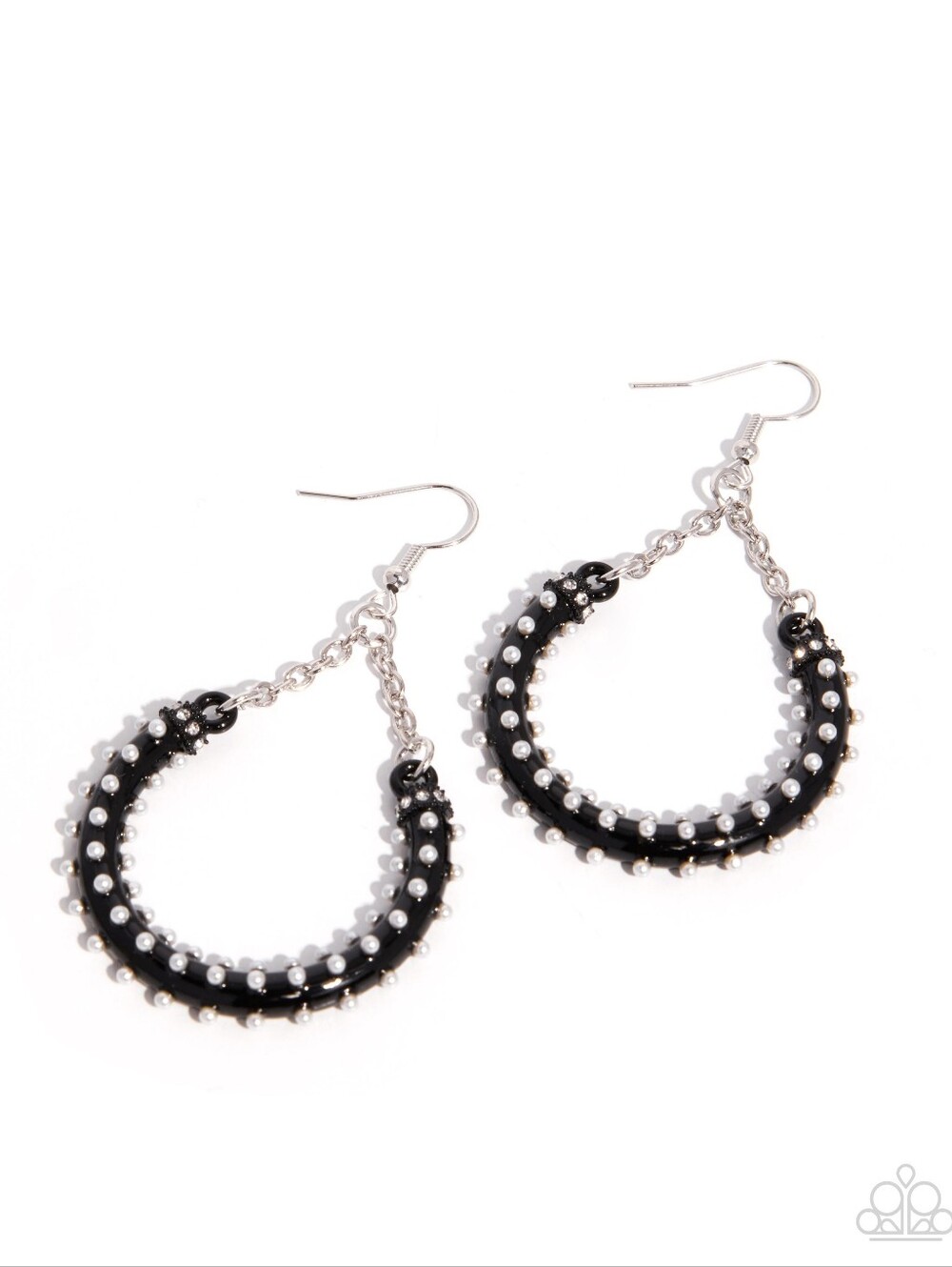 Paparazzi Peaceable Pearls - Black Earrings